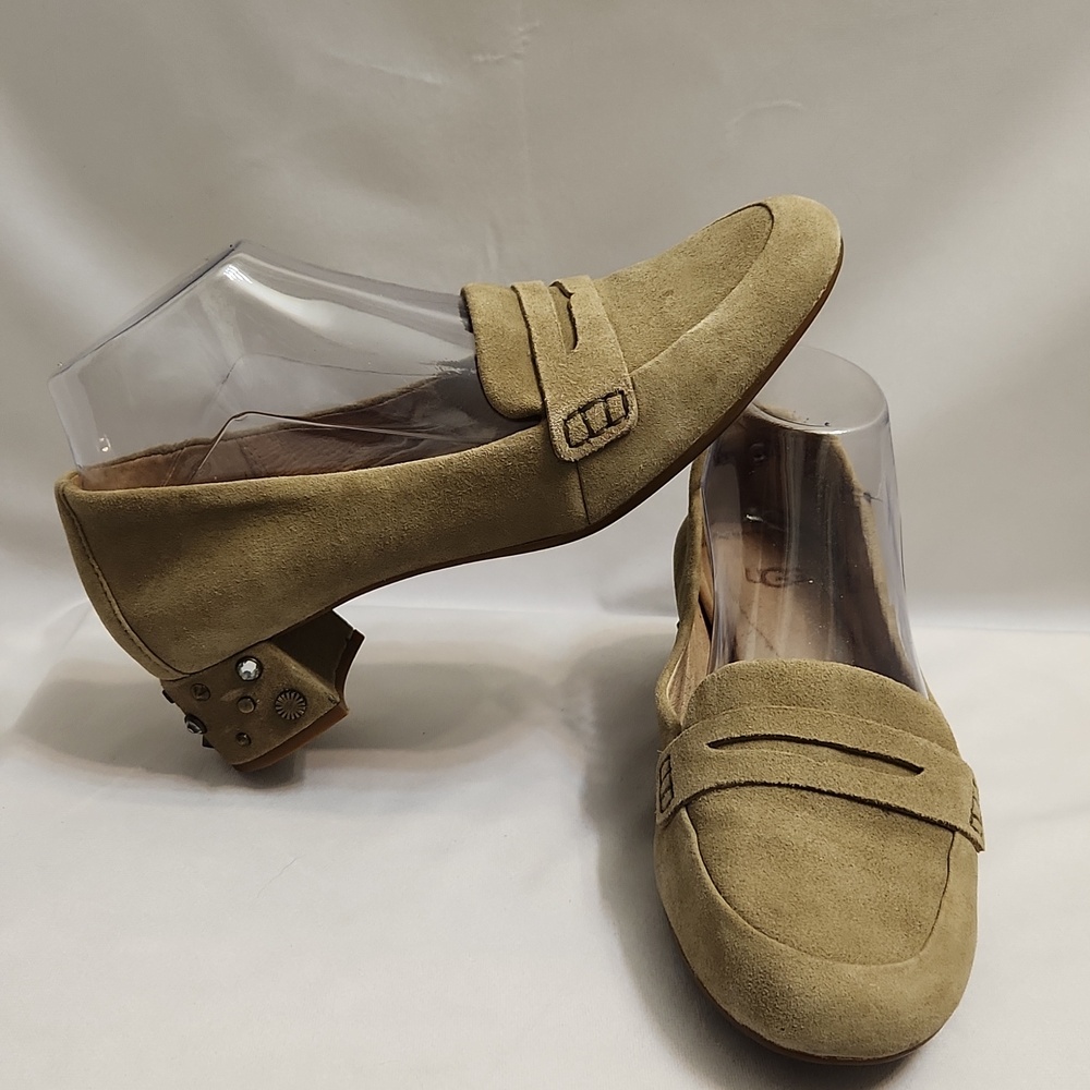 UGG Elise Studded Bling Block Heel Suede Loafers (W Size 7)